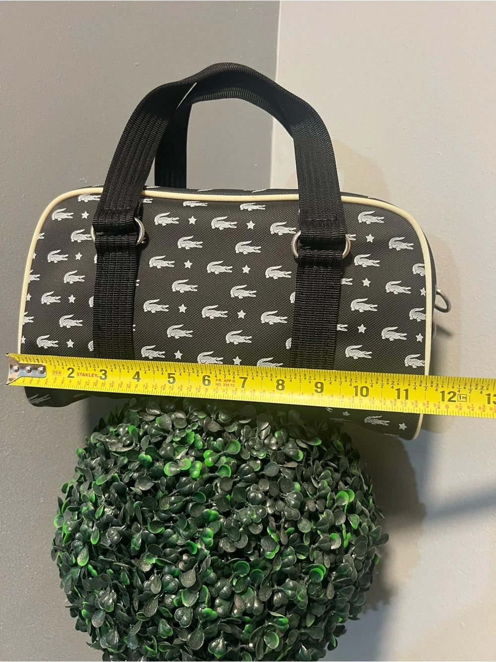 Not for sale Lacoste Black Toiletry Barrel Bag with White Logo Print - Picture 6 of 11